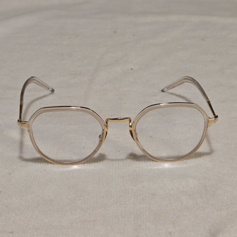 ​AGO Eyewear | Modern Crystal Clear & Gold Hexagonal Frames